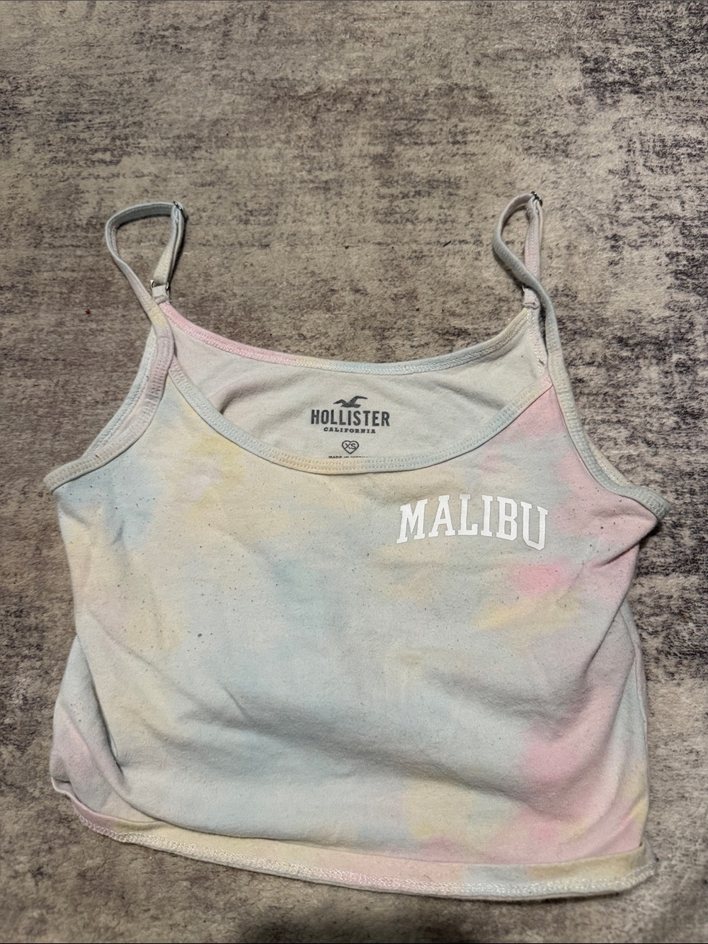 Hollister Pastel Tie-Dye Spaghetti Strap Crop Top - Light Blue Pink Yellow